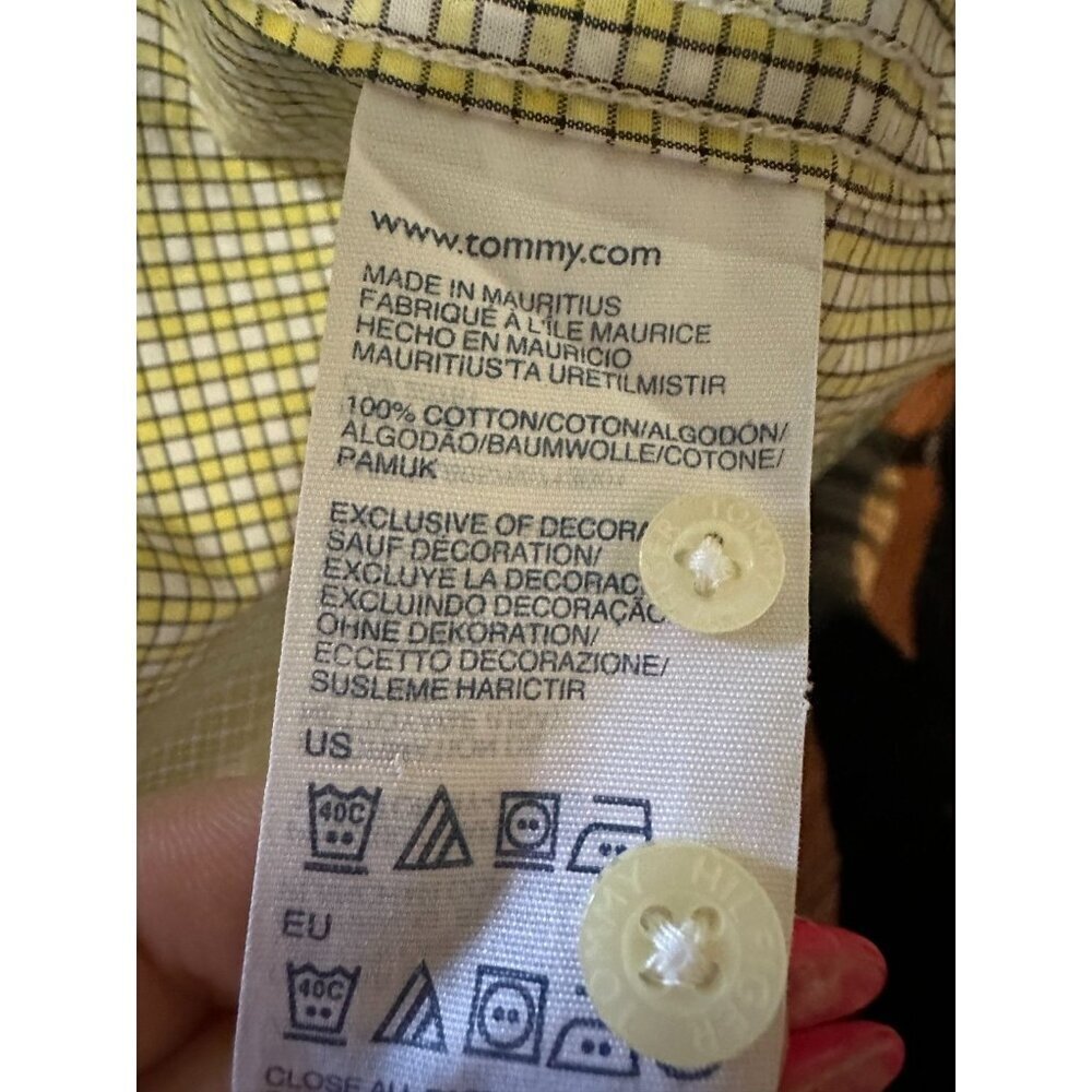 Tommy Hilfiger Men’s Yellow & White Micro Check Button Front Shirt XL 50” Chest - Picture 7 of 7